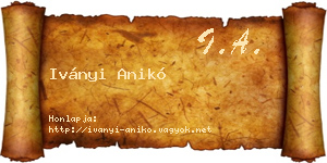 Iványi Anikó névjegykártya